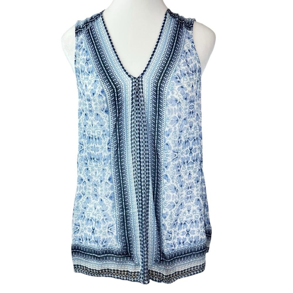 Lucky Brand Blue Patterned Sleeveless Top Size Small